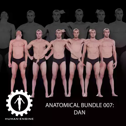6 Male Standing Poses Anatomical Reference Bundle 007 3D model