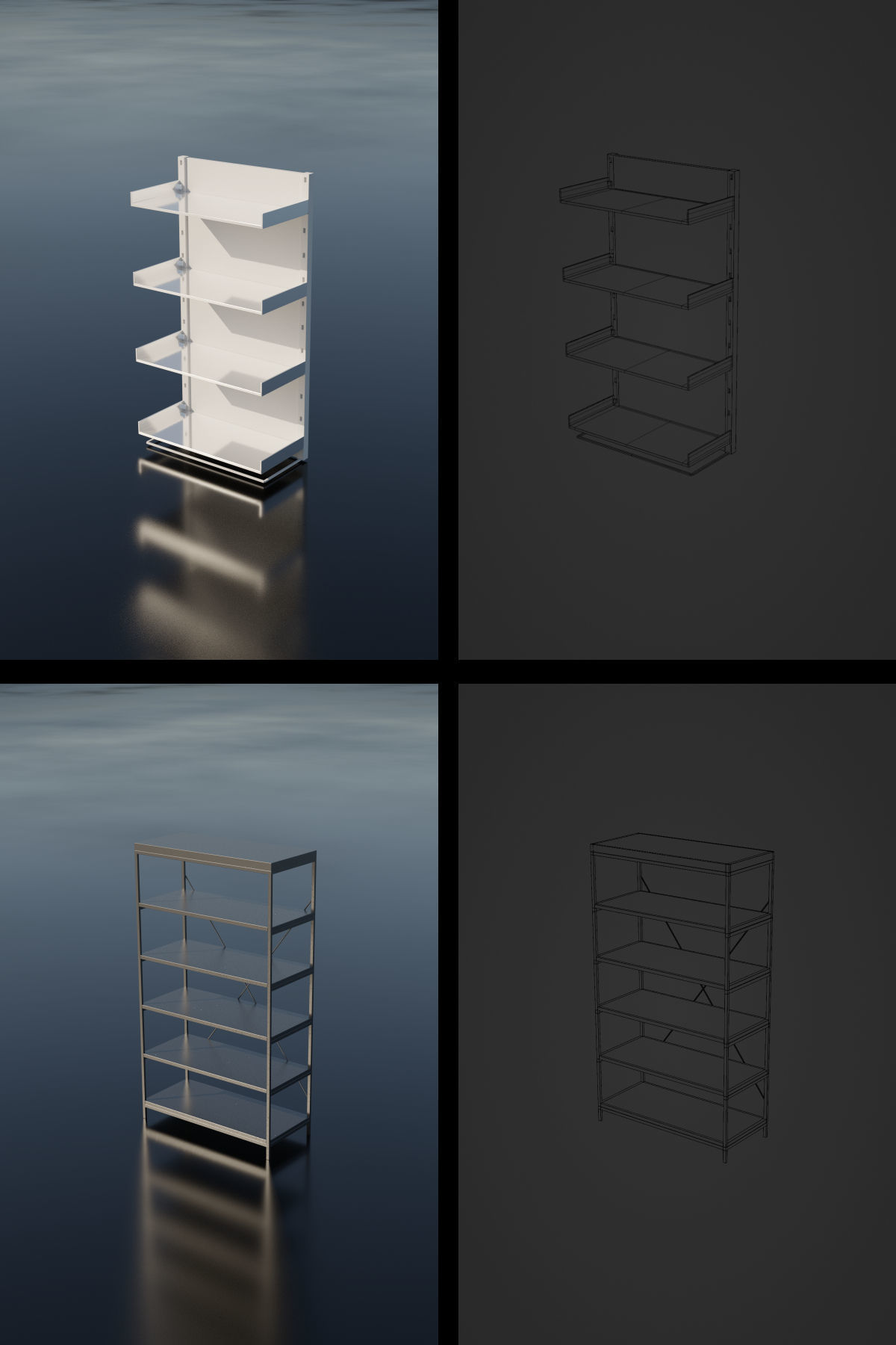 Storage Shelf Asset Pack Low-poly 3D model_3