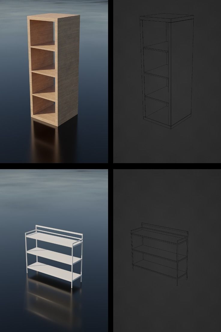 Storage Shelf Asset Pack Low-poly 3D model_8