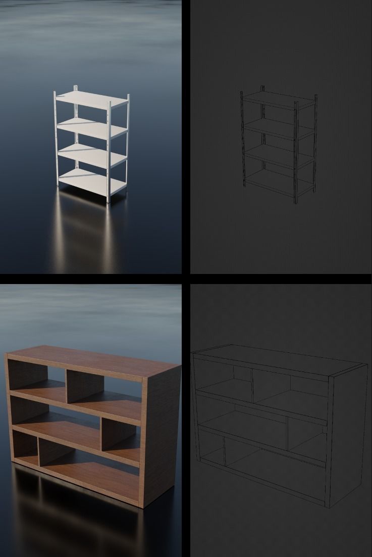 Storage Shelf Asset Pack Low-poly 3D model_5