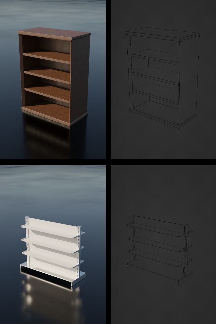 Storage Shelf Asset Pack Low-poly 3D model_6