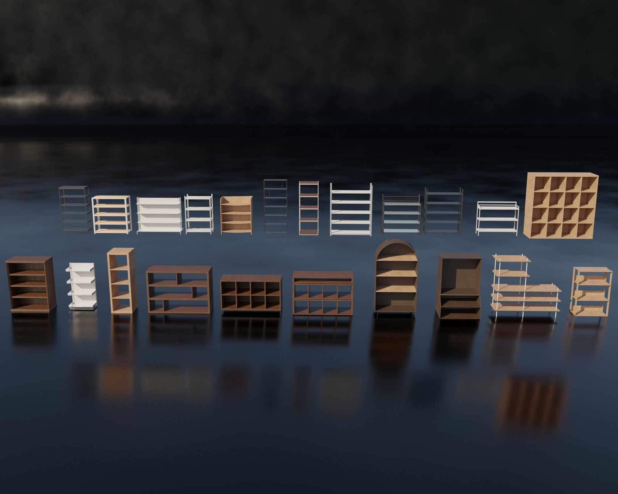 Storage Shelf Asset Pack Low-poly 3D model_1