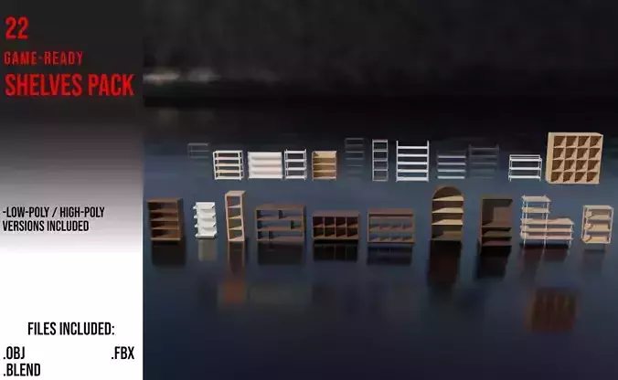 Storage Shelf Asset Pack Low-poly 3D model
