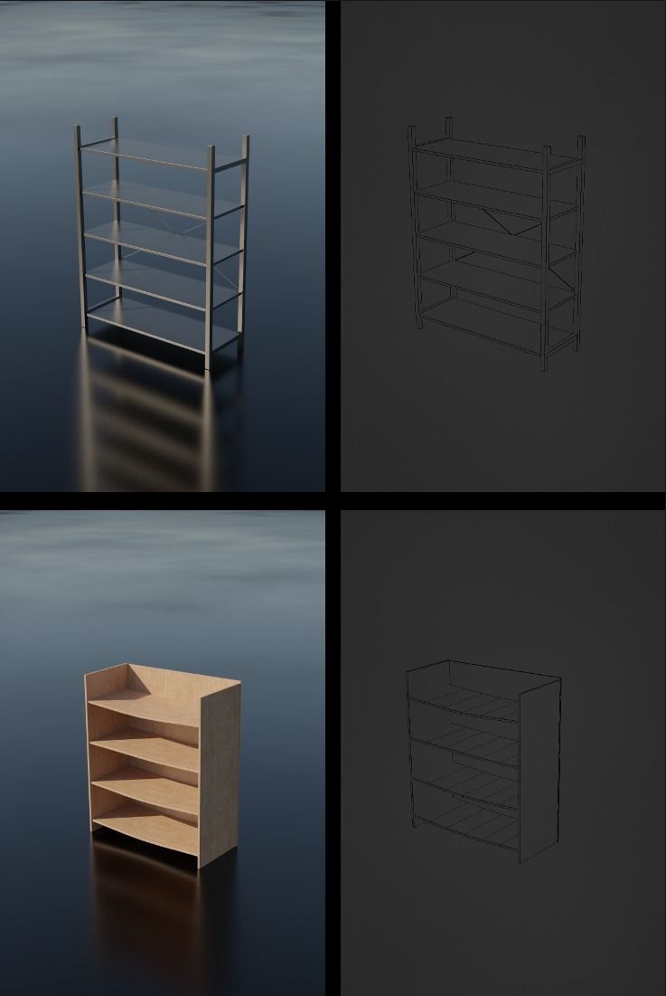 Storage Shelf Asset Pack Low-poly 3D model_12