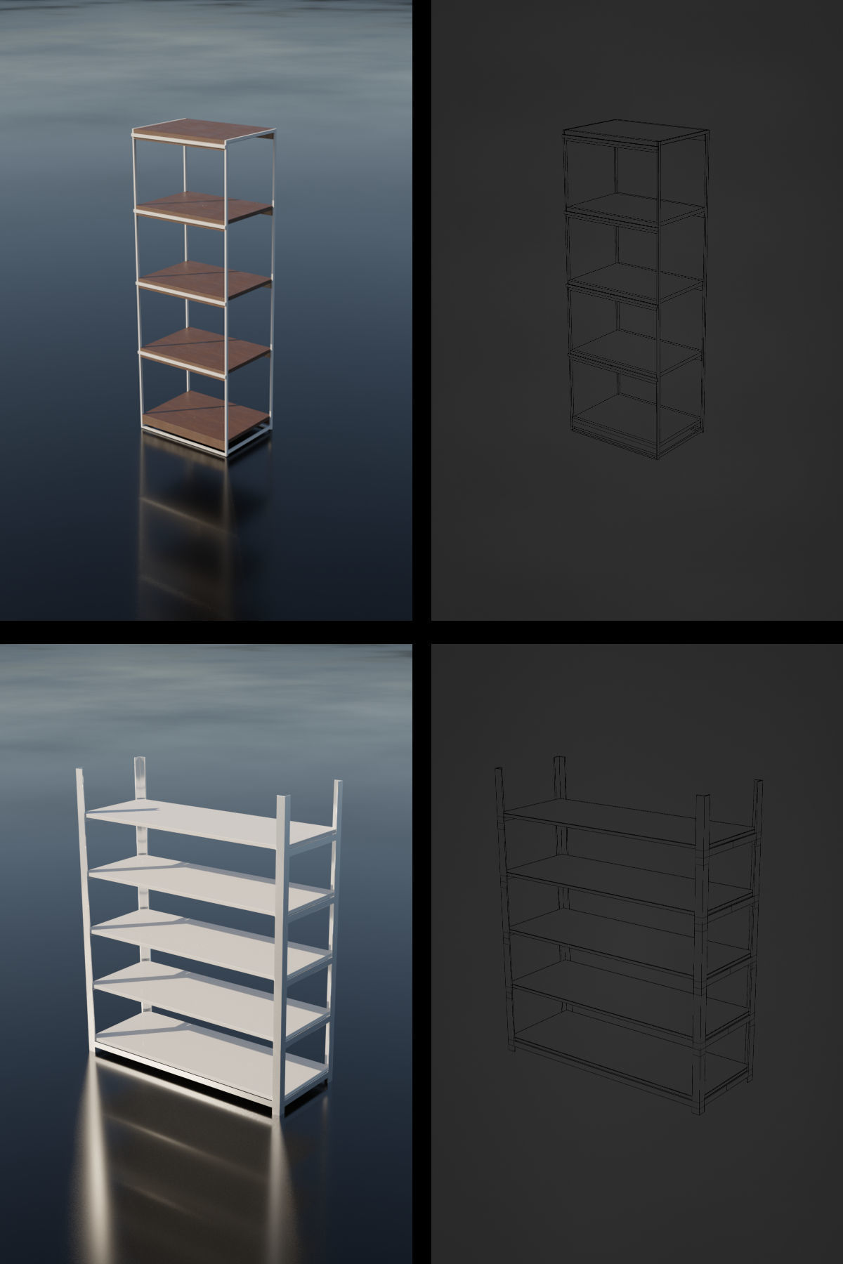 Storage Shelf Asset Pack Low-poly 3D model_4