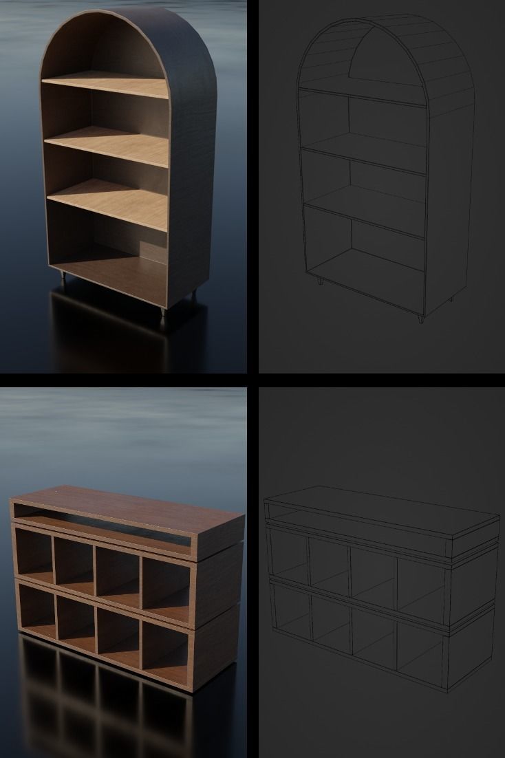 Storage Shelf Asset Pack Low-poly 3D model_9