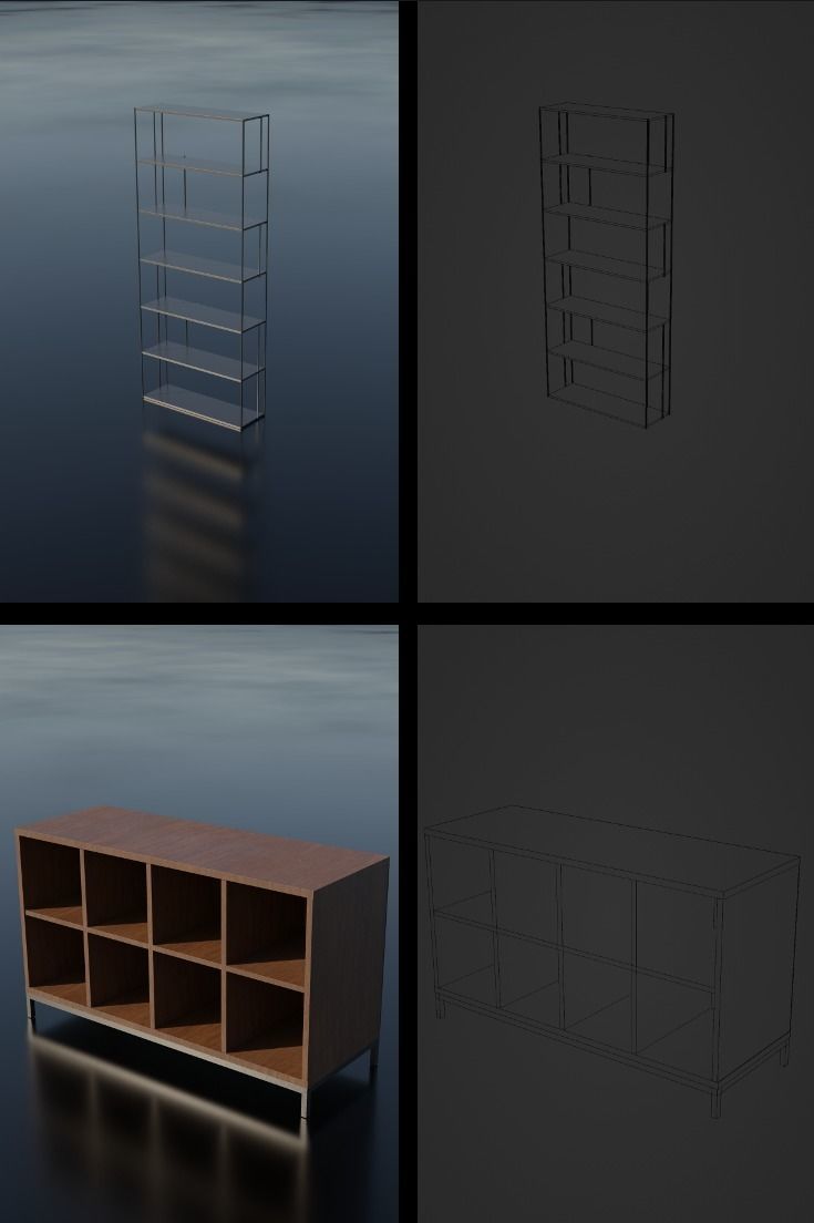 Storage Shelf Asset Pack Low-poly 3D model_7