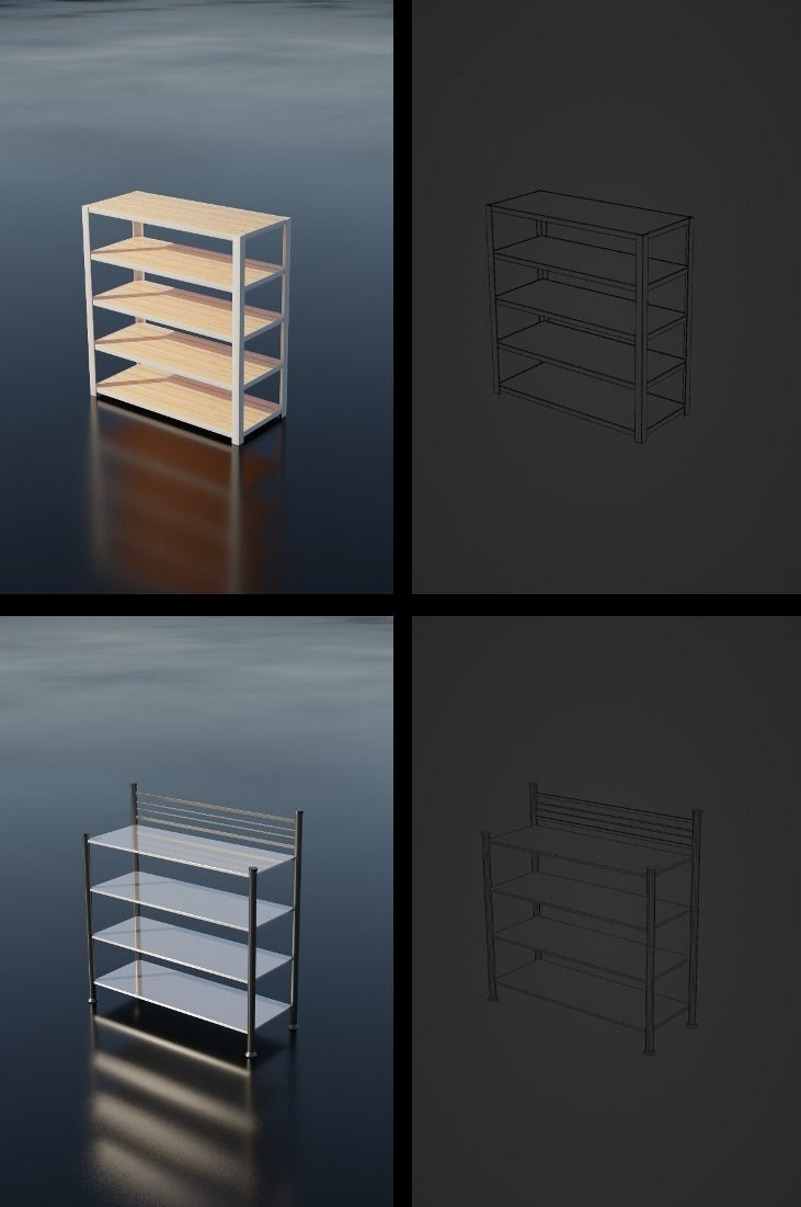 Storage Shelf Asset Pack Low-poly 3D model_13