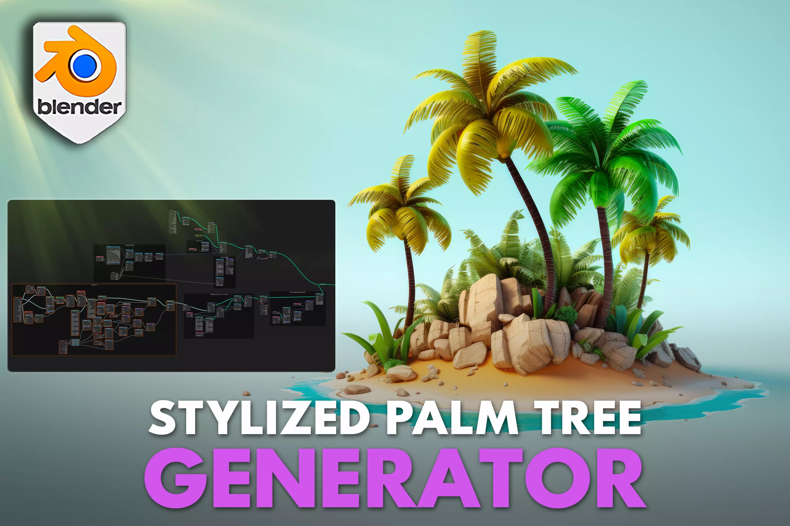 Blender 4 Palm Tree Generator Geometry Node 3D model_0