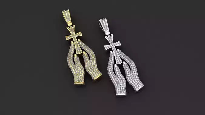 Pendant Praying Hands With Cross