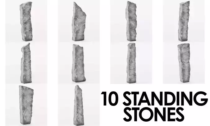 Standing Stones - 10 Low-Poly Monolith Models - Game-Ready Low-poly 3D model
