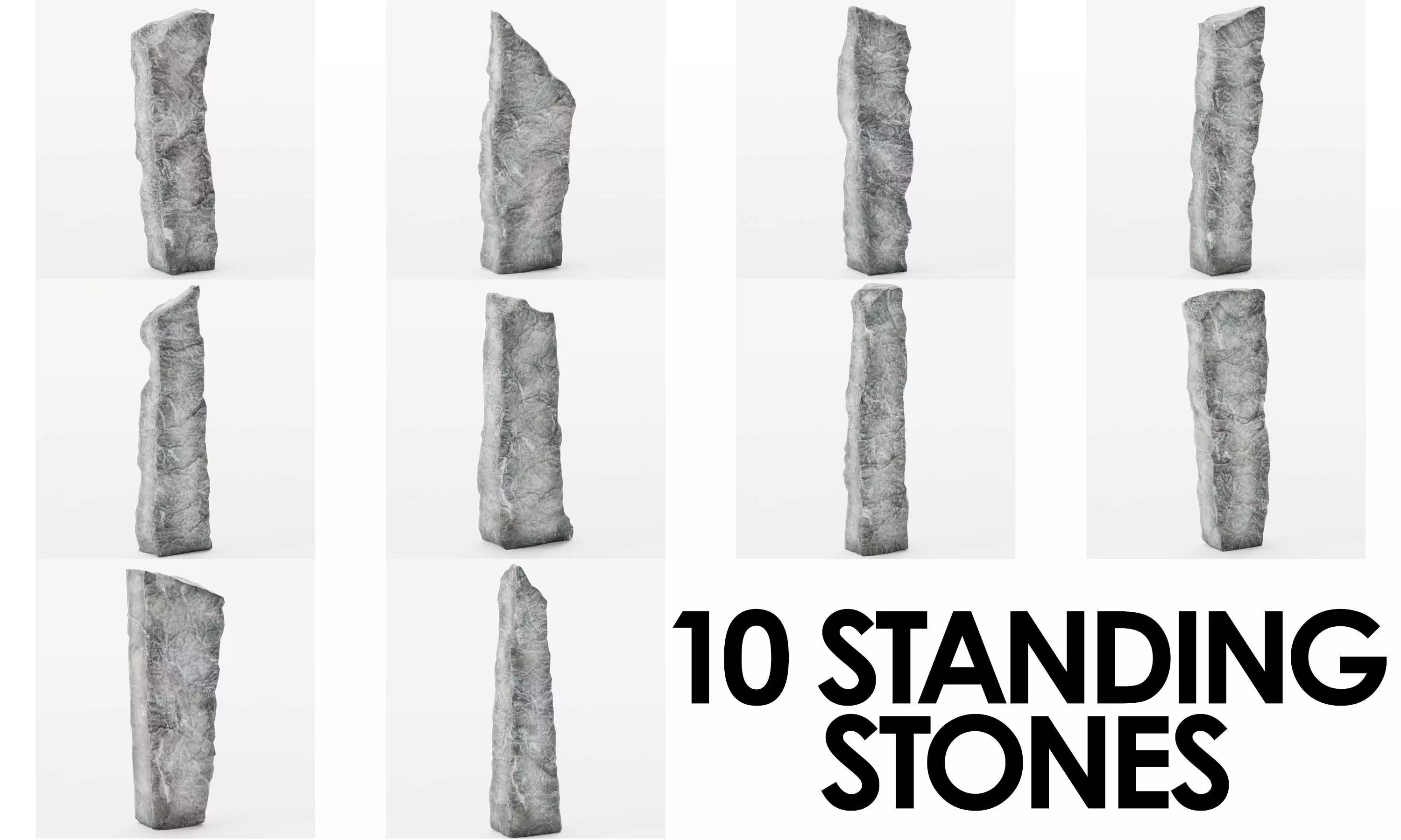 Standing Stones - 10 Low-Poly Monolith Models - Game-Ready Low-poly 3D model_0