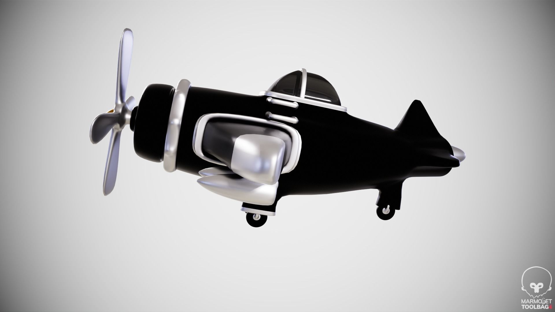 Toon Plane 3D model_2