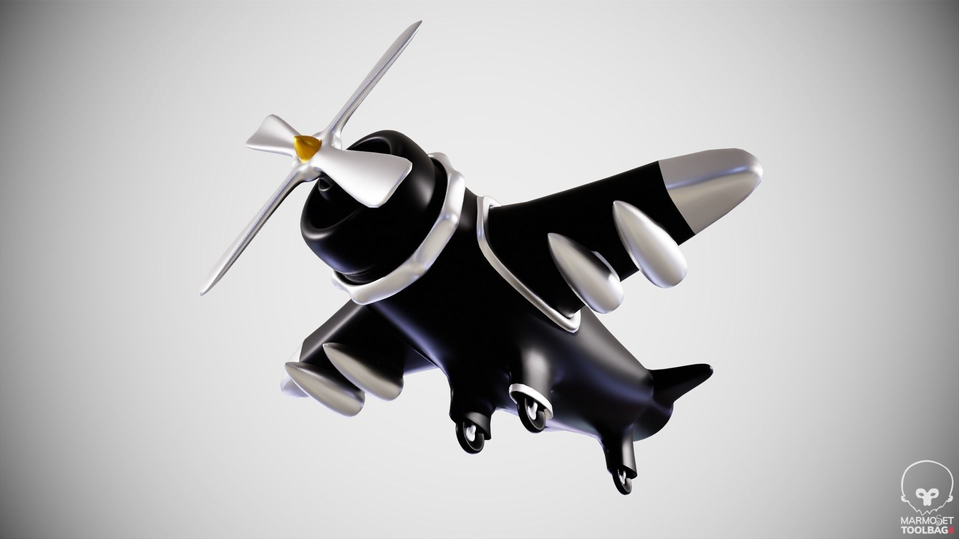 Toon Plane 3D model_5