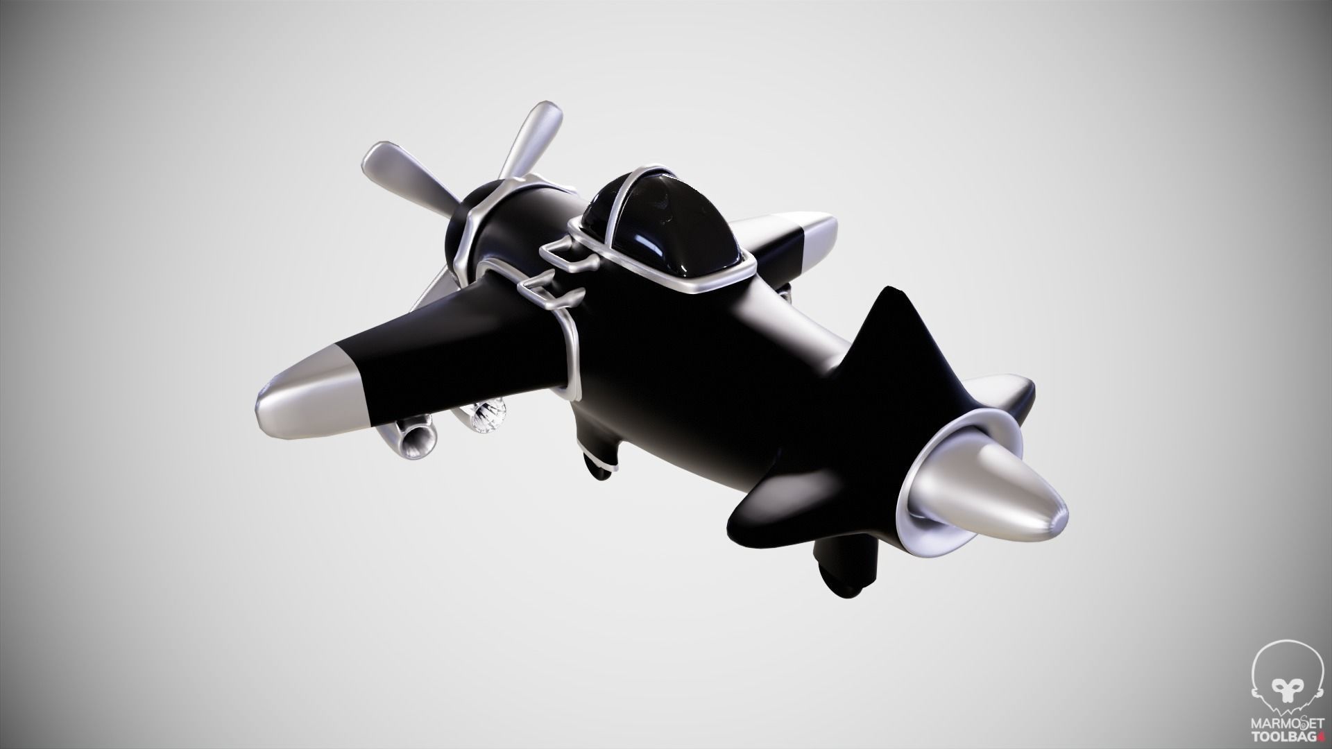 Toon Plane 3D model_4