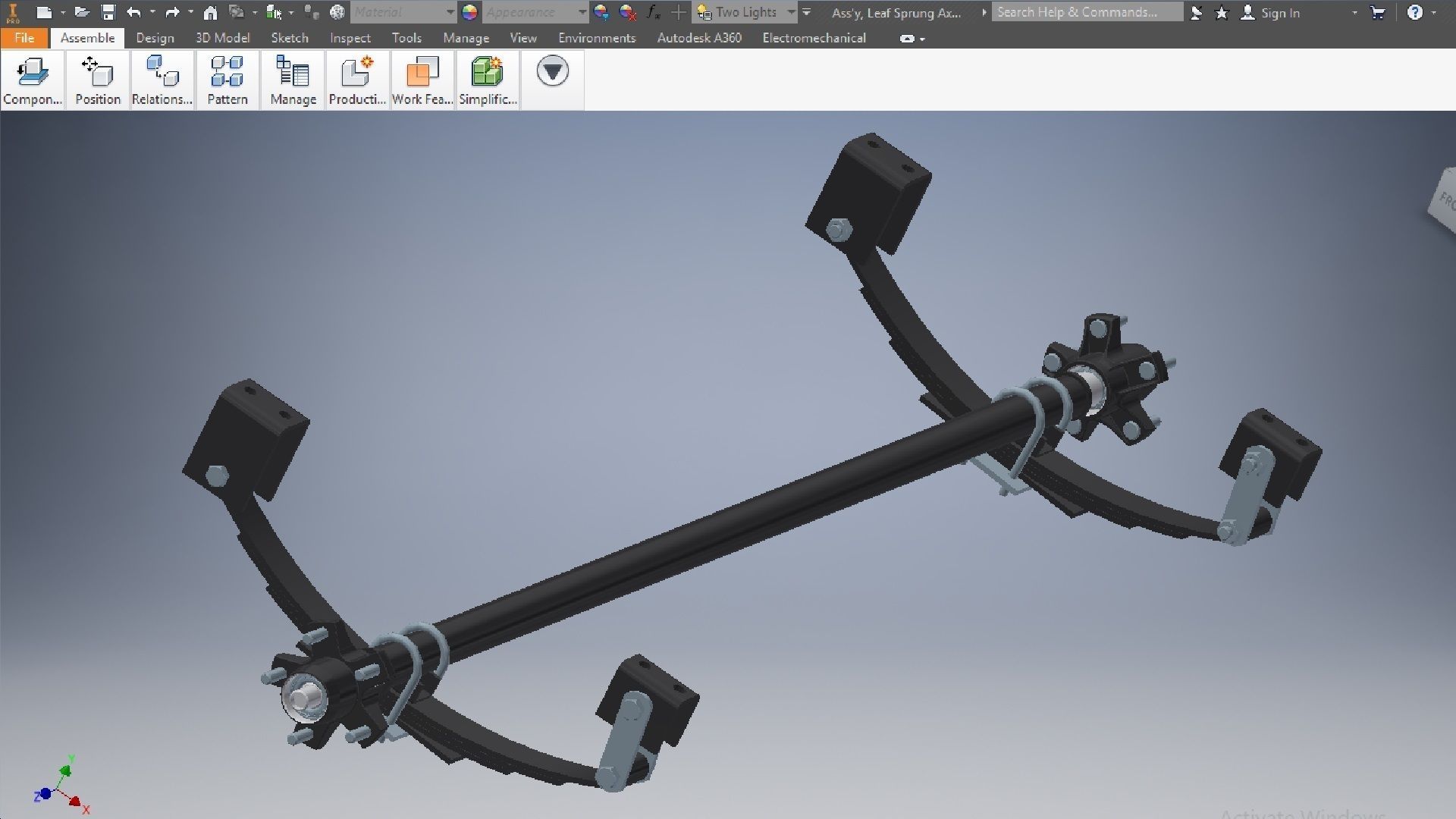 Car Leaf Sprung Axle  3D model_1