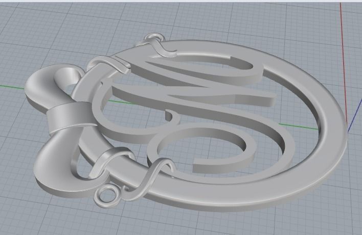 Pendant letter M with a bow Model 2973 3D print model_5