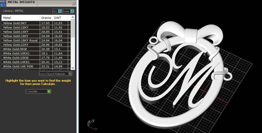 Pendant letter M with a bow Model 2973 3D print model_8
