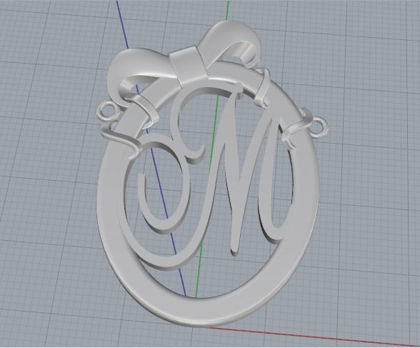 Pendant letter M with a bow Model 2973 3D print model_2