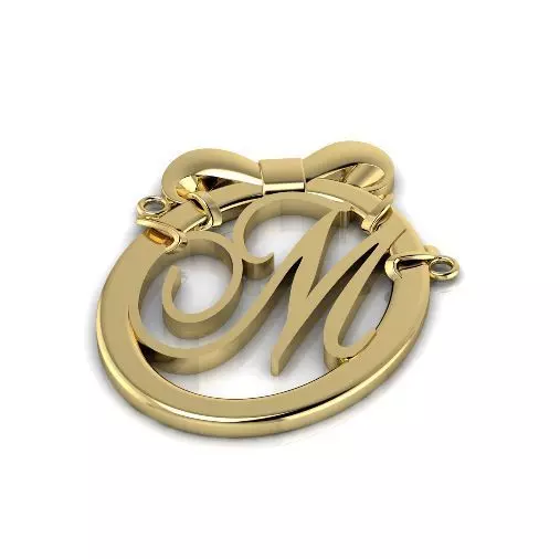 Pendant letter M with a bow Model 2973 3D print model_0