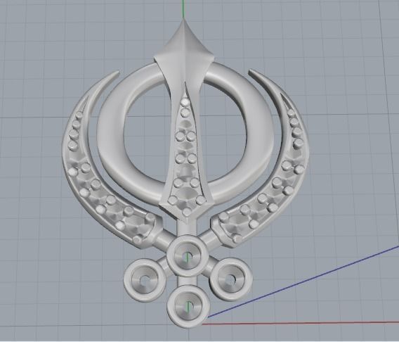 Pendant symbol of Khanda Model 2958 3D print model_2