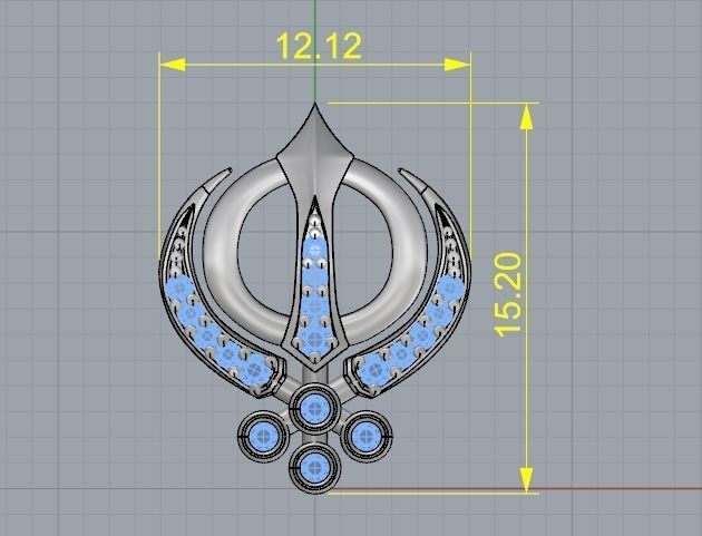 Pendant symbol of Khanda Model 2958 3D print model_6