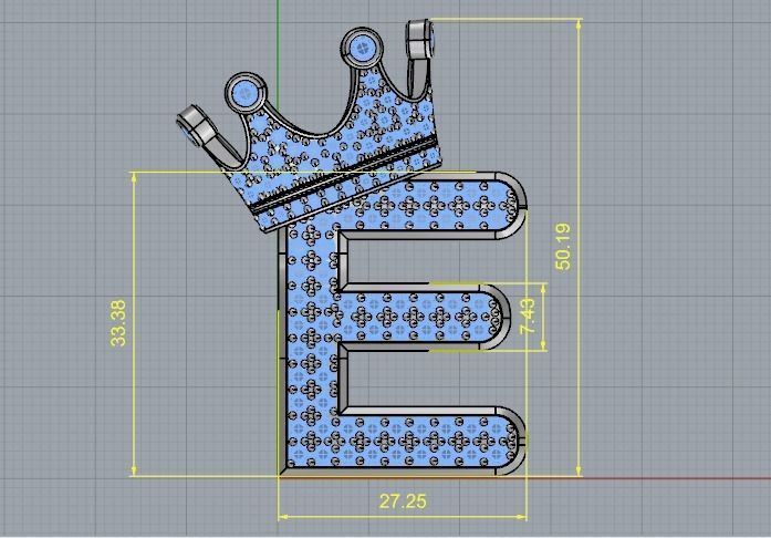 Letter E with crown Model 2955 3D print model_6