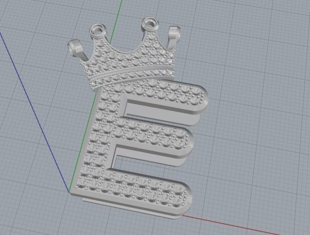 Letter E with crown Model 2955 3D print model_2