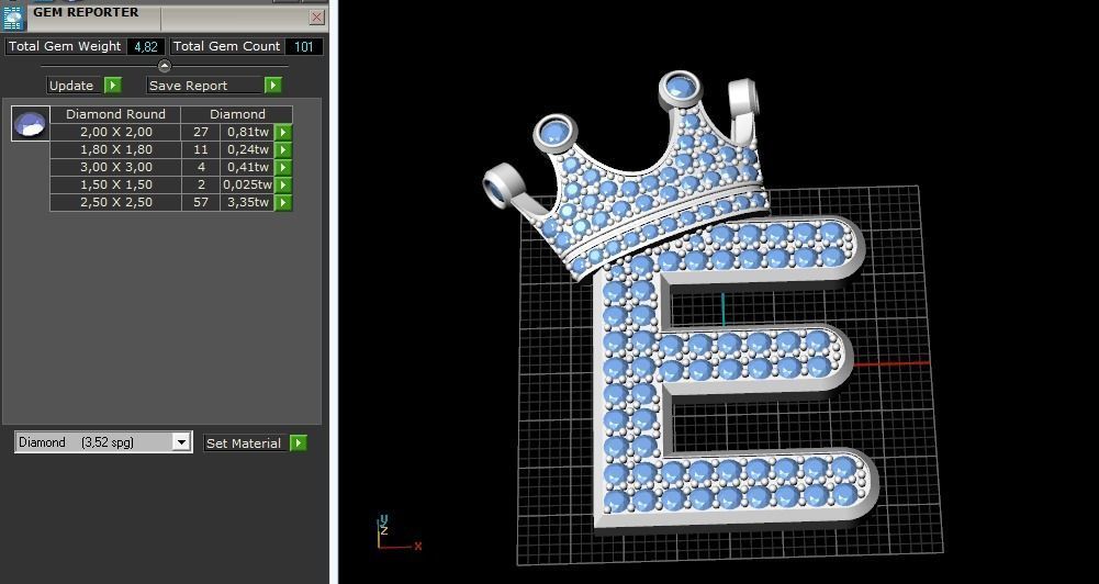 Letter E with crown Model 2955 3D print model_9