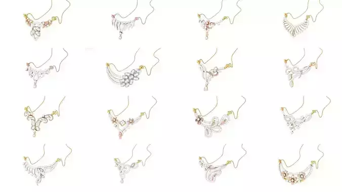 64 Women Necklace Pendants 3dm STL OBJ FBX Details Collection 