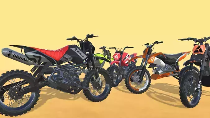 Dirt Bikes Rigged 3D model