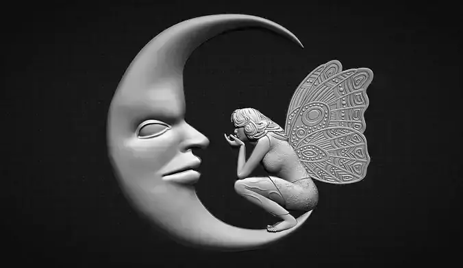Fairy and Moon 3D print model