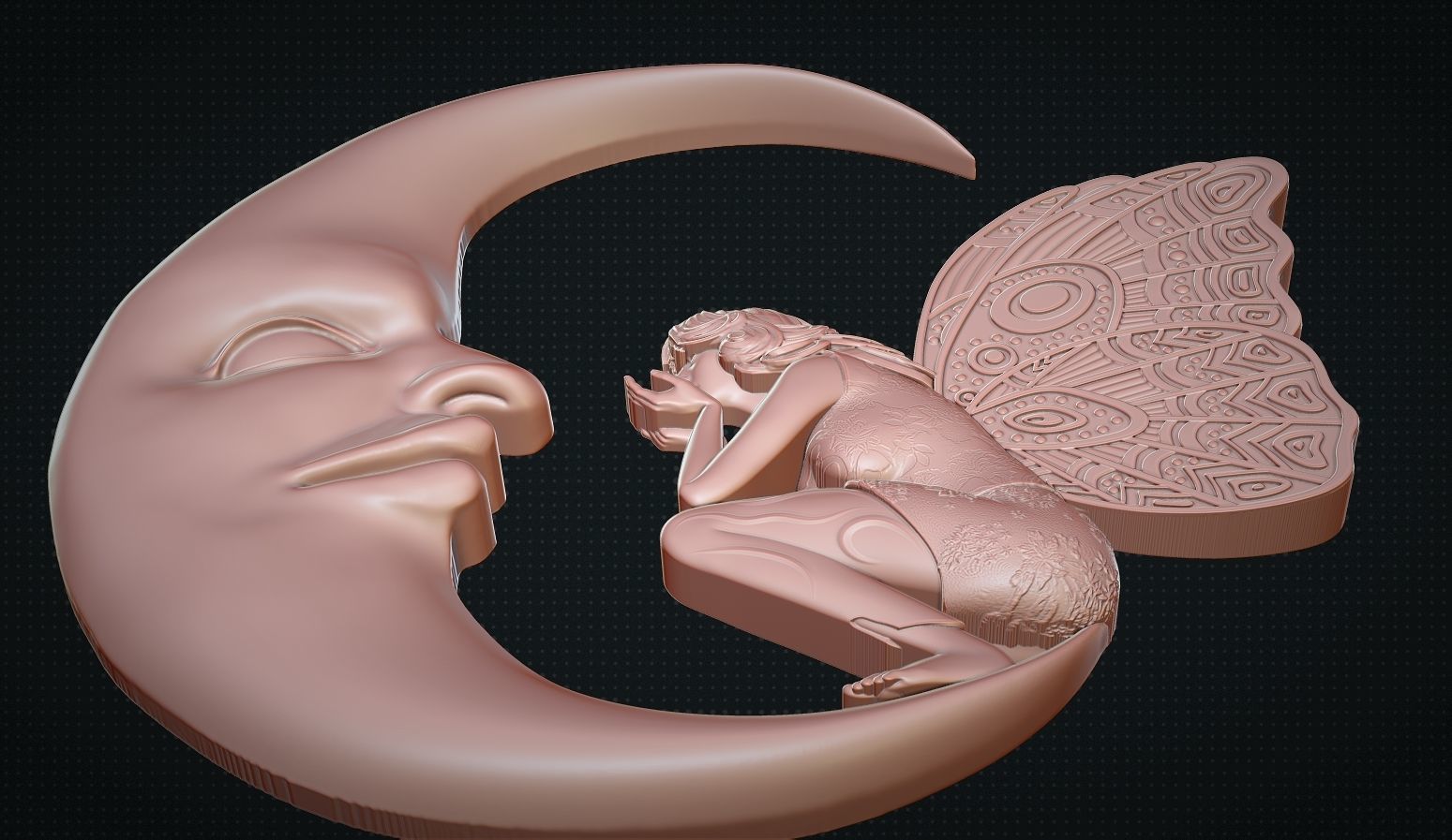 Fairy and Moon 3D print model_5