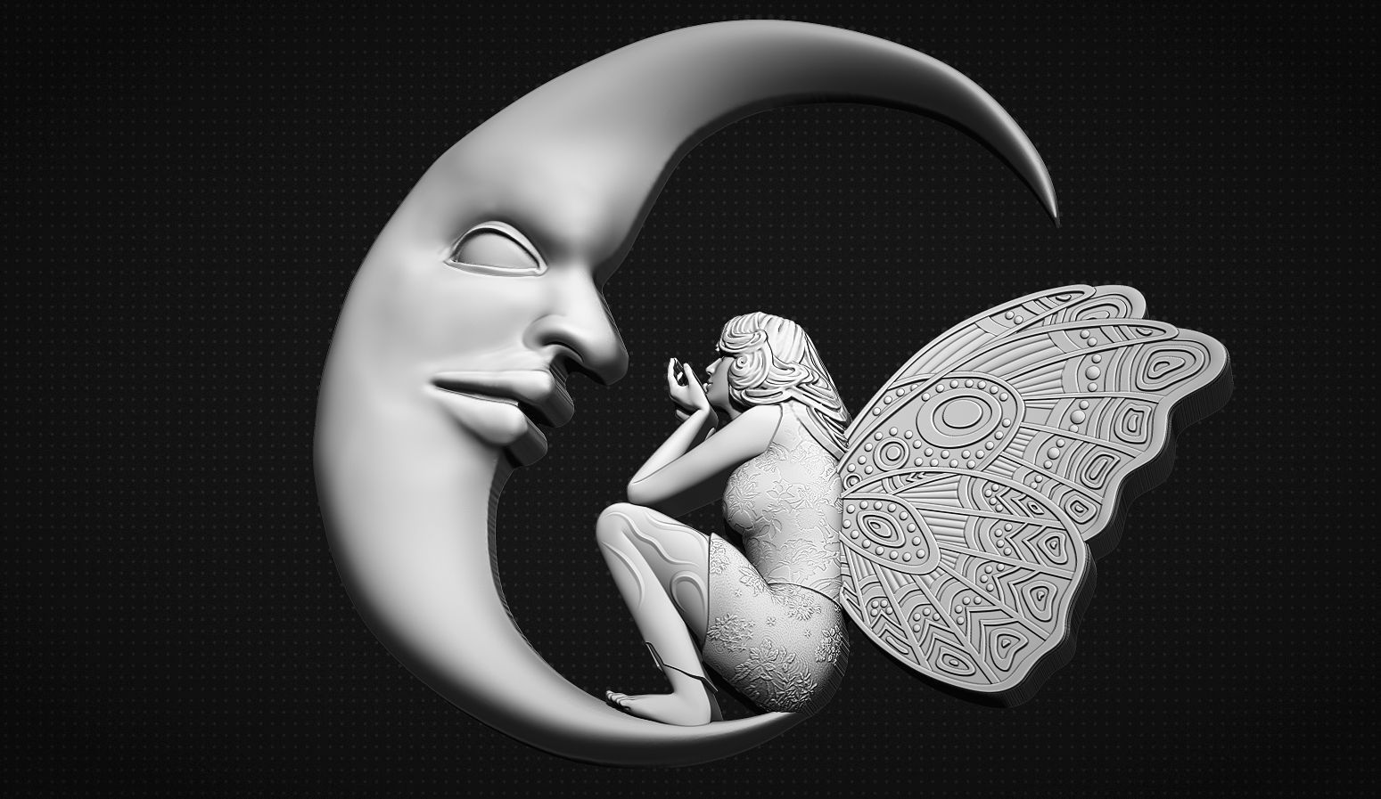 Fairy and Moon 3D print model_2