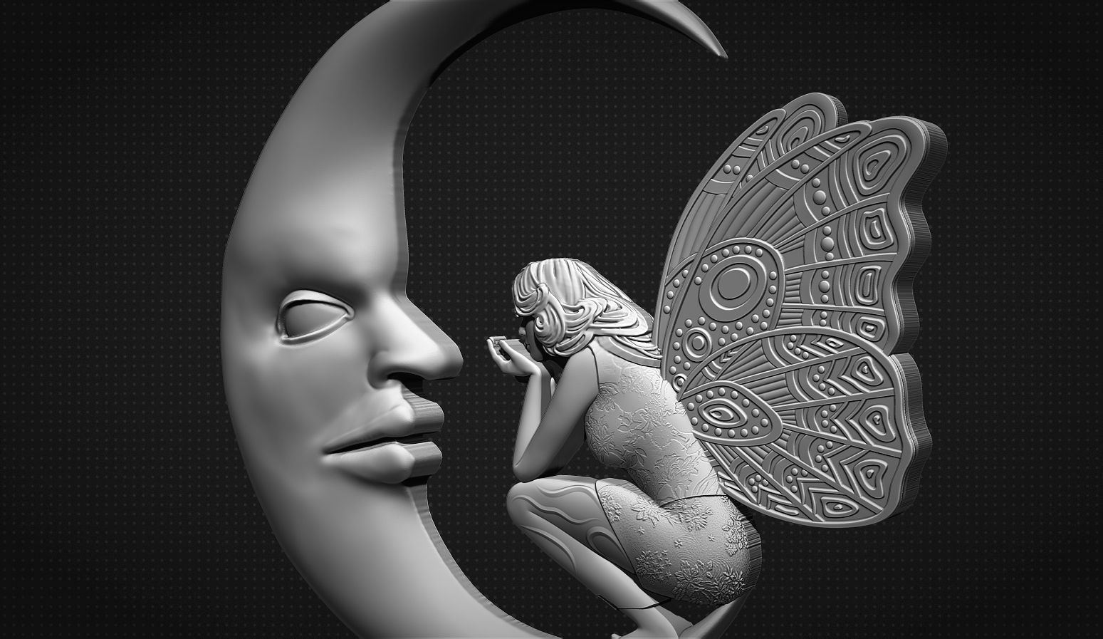 Fairy and Moon 3D print model_3