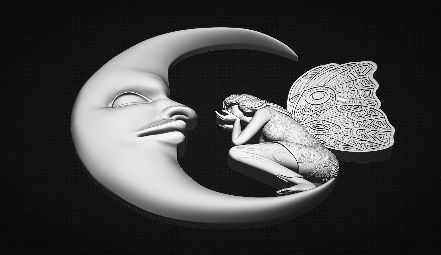 Fairy and Moon 3D print model_1