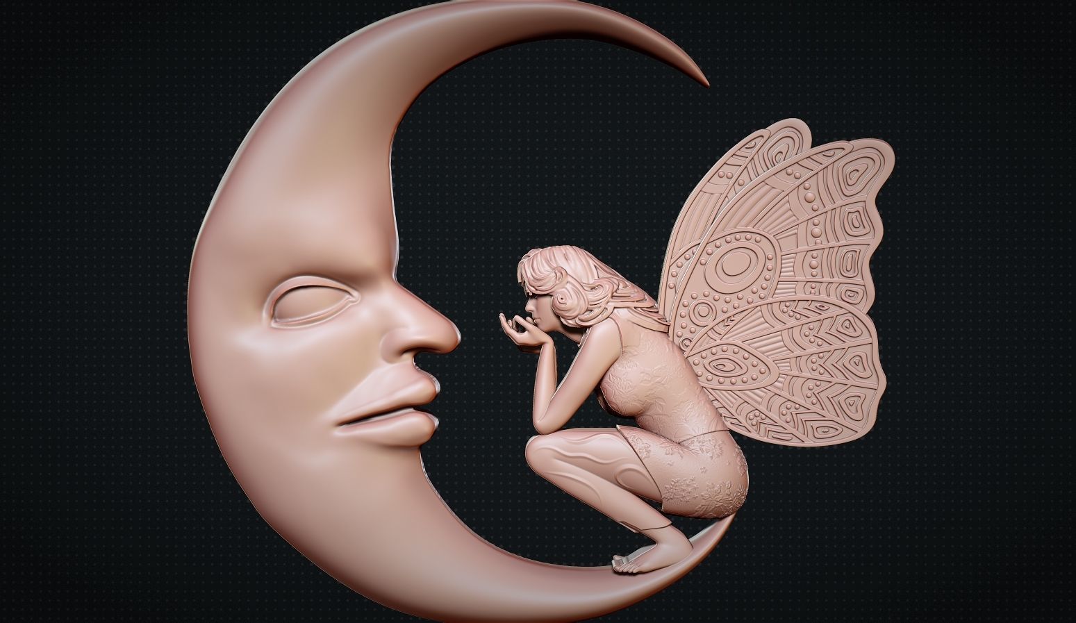 Fairy and Moon 3D print model_4