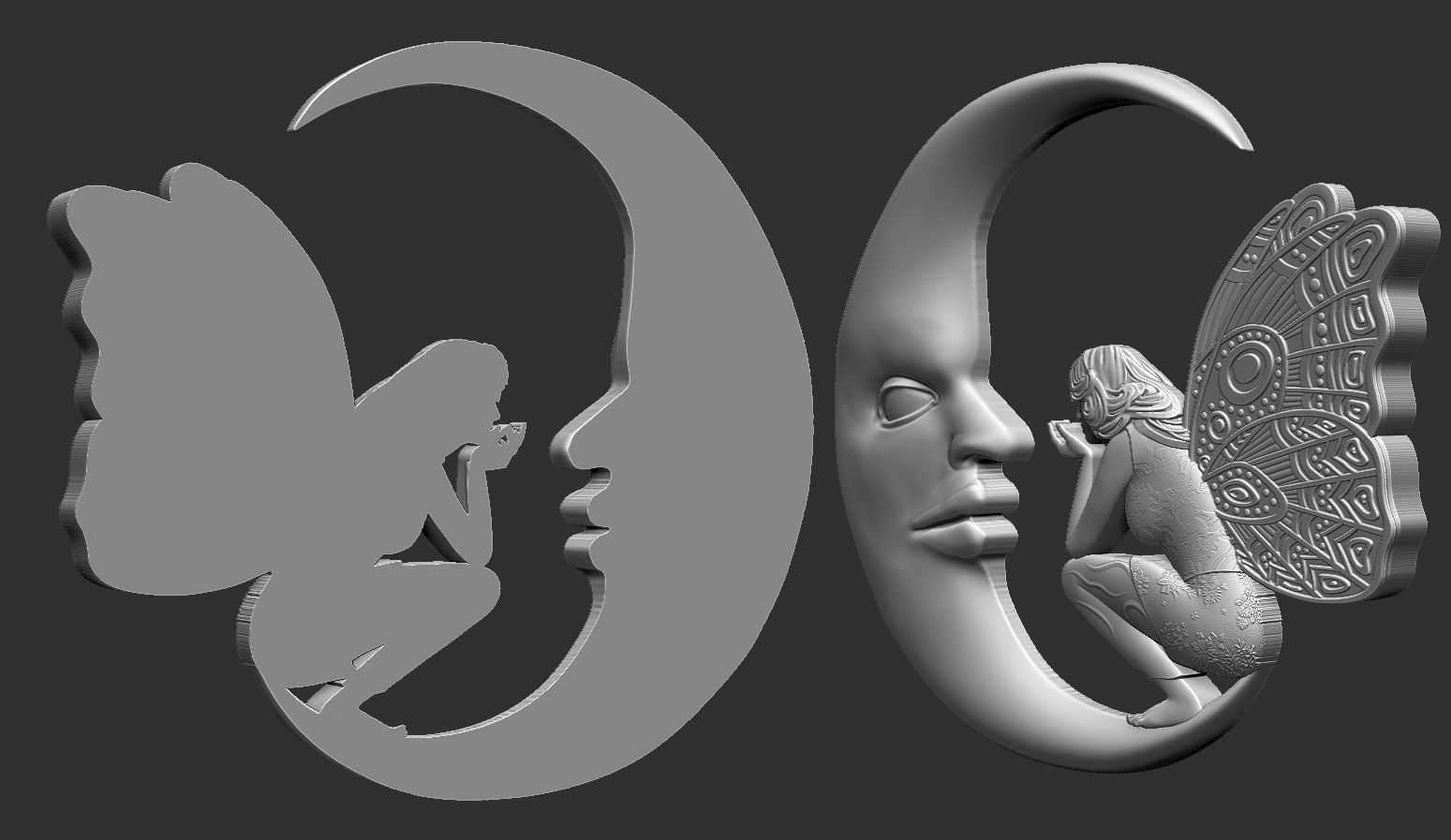 Fairy and Moon 3D print model_8