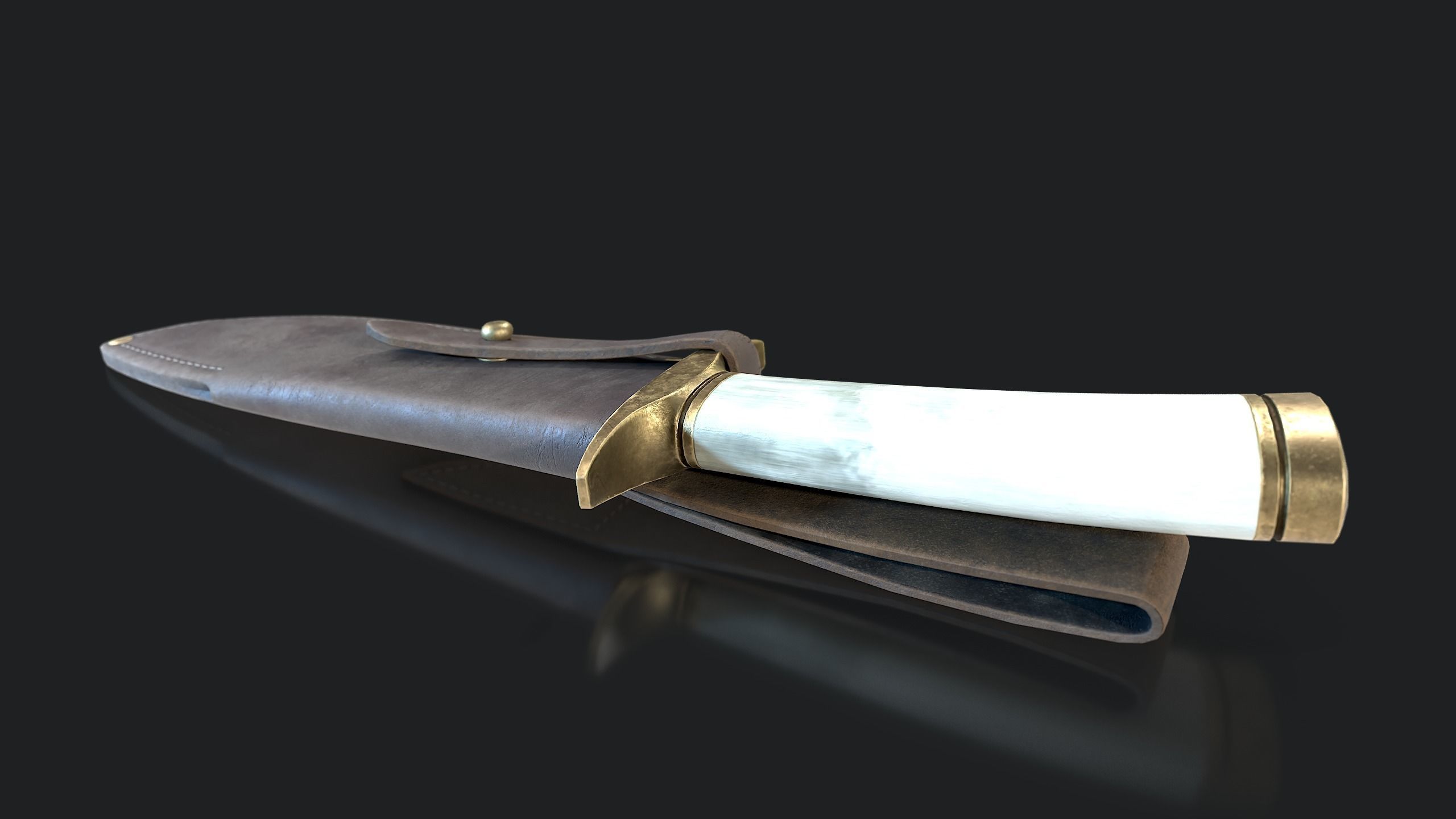 Knife with Sheath Low-poly 3D model_9