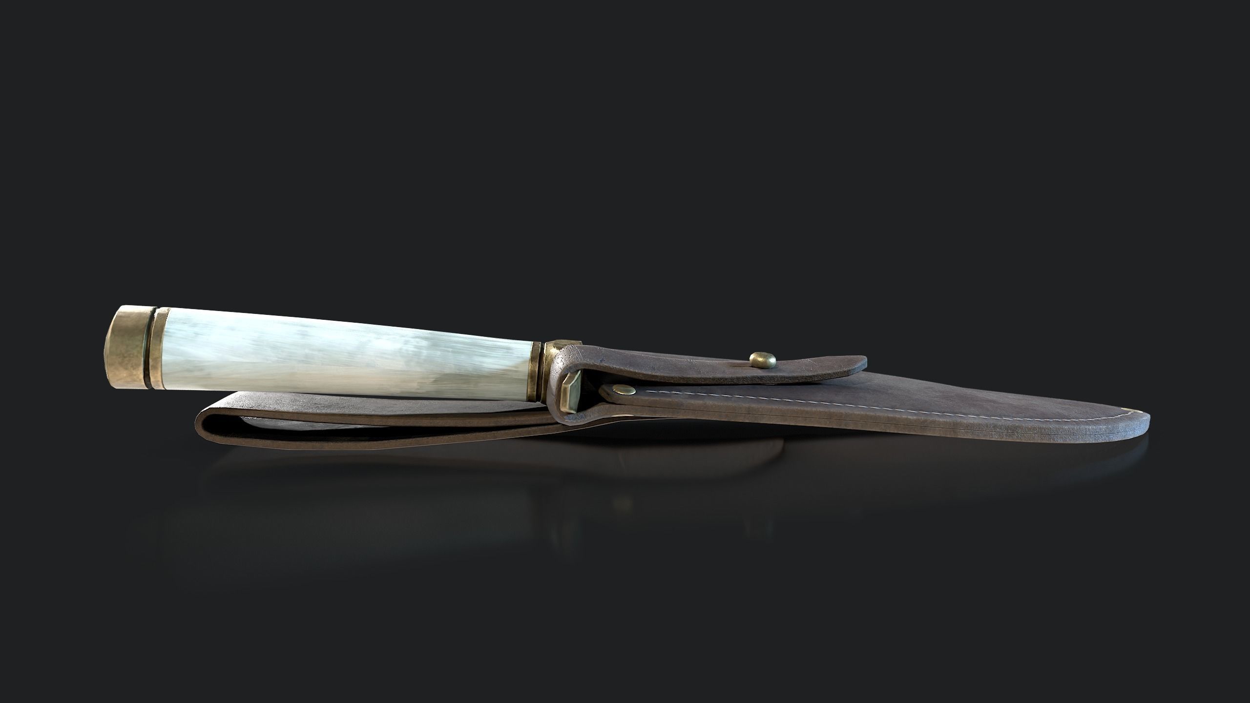 Knife with Sheath Low-poly 3D model_7