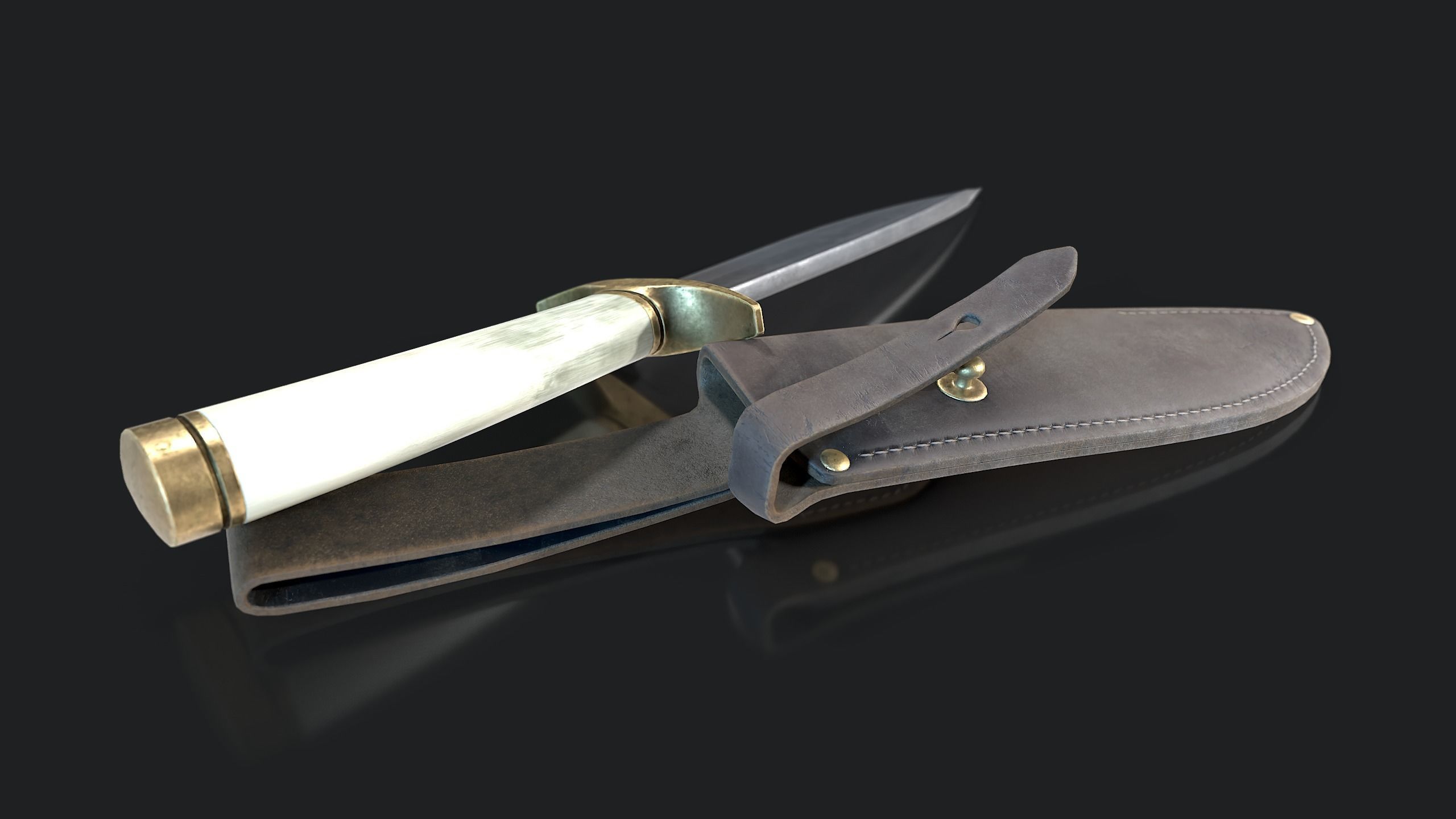 Knife with Sheath Low-poly 3D model_3