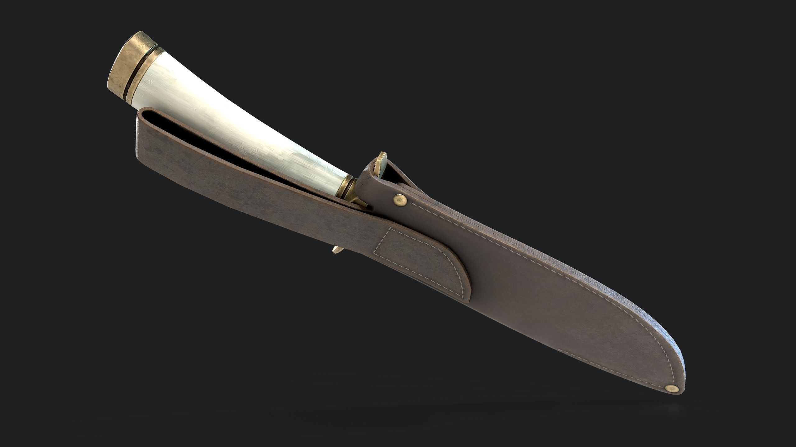 Knife with Sheath Low-poly 3D model_8