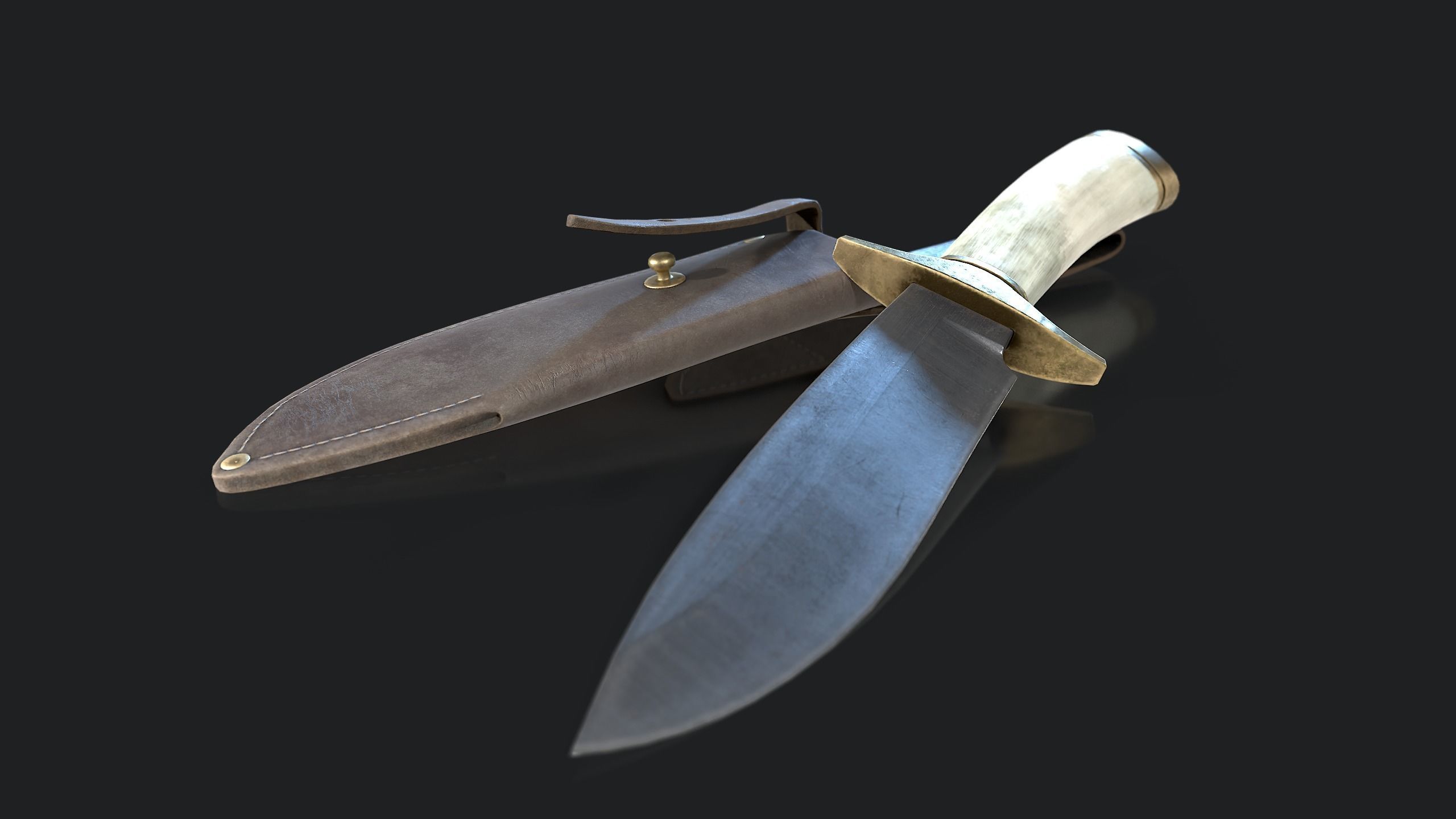 Knife with Sheath Low-poly 3D model_2