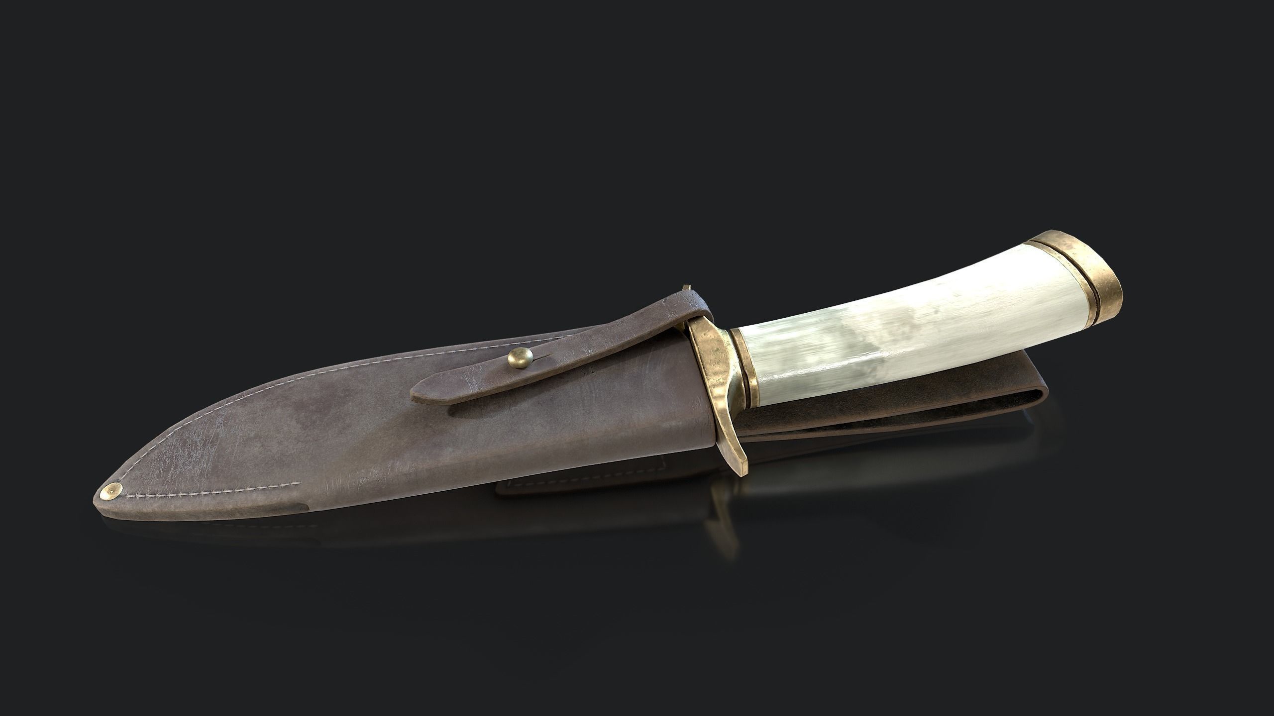 Knife with Sheath Low-poly 3D model_6