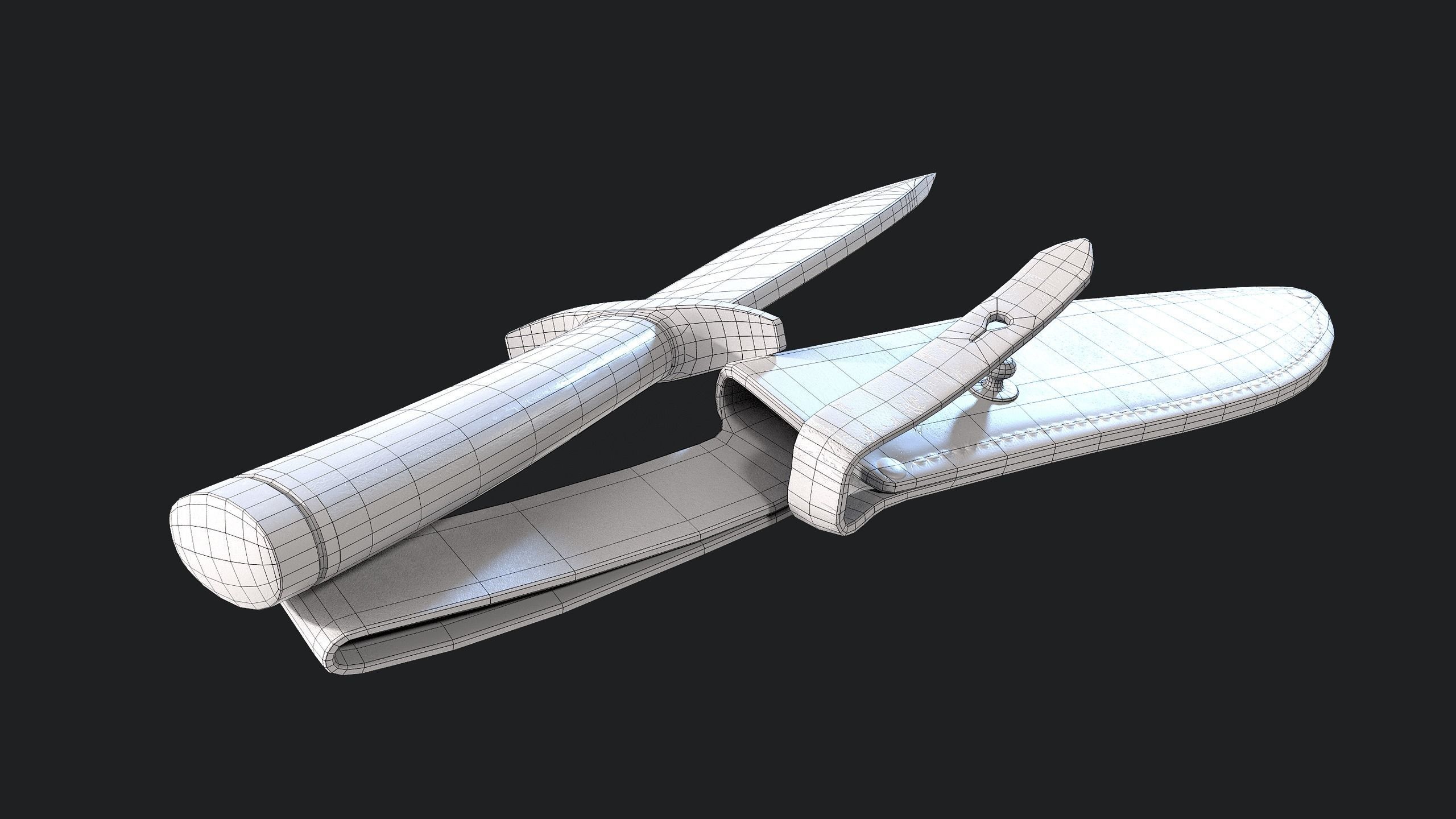 Knife with Sheath Low-poly 3D model_12