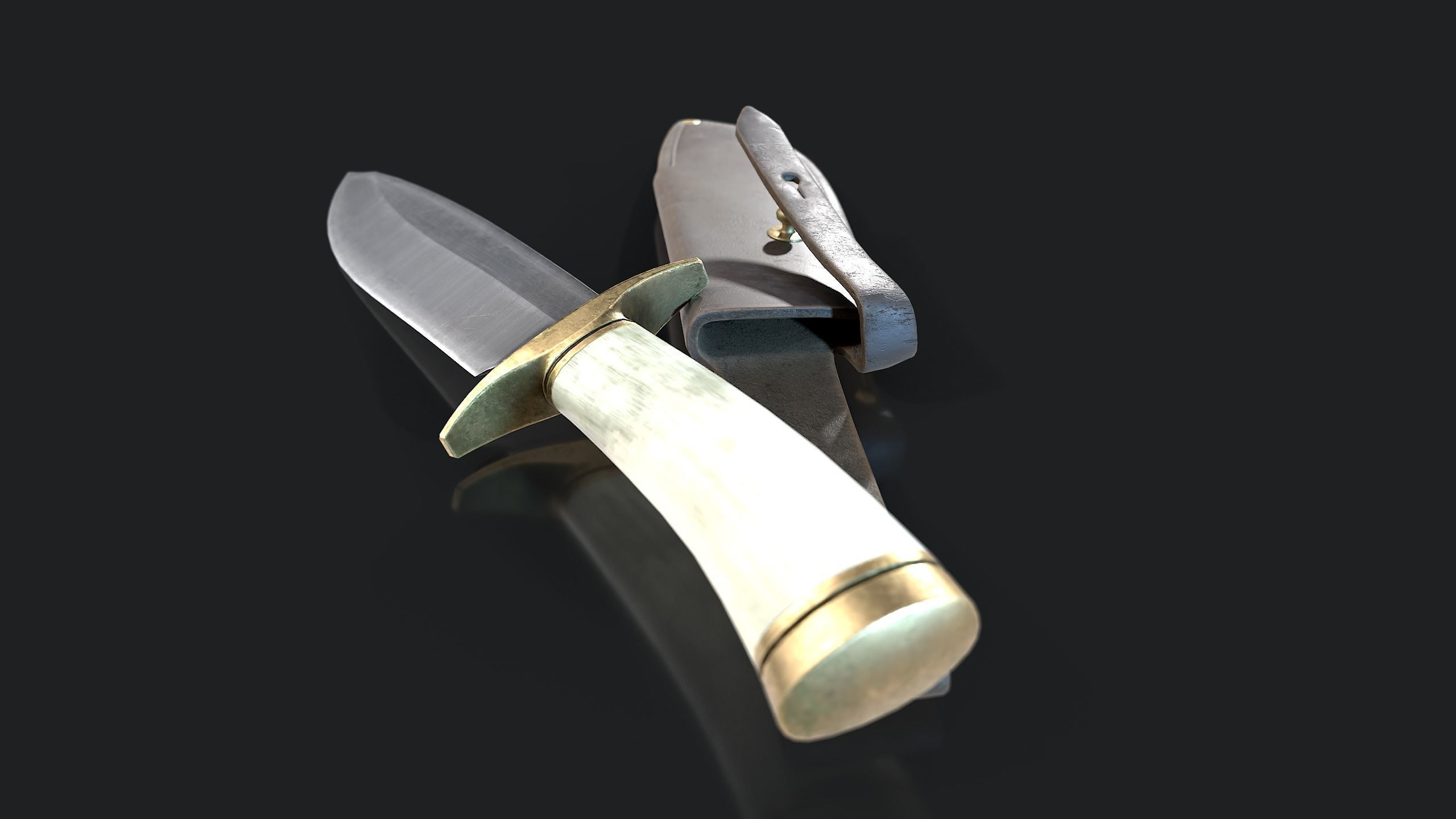 Knife with Sheath Low-poly 3D model_4