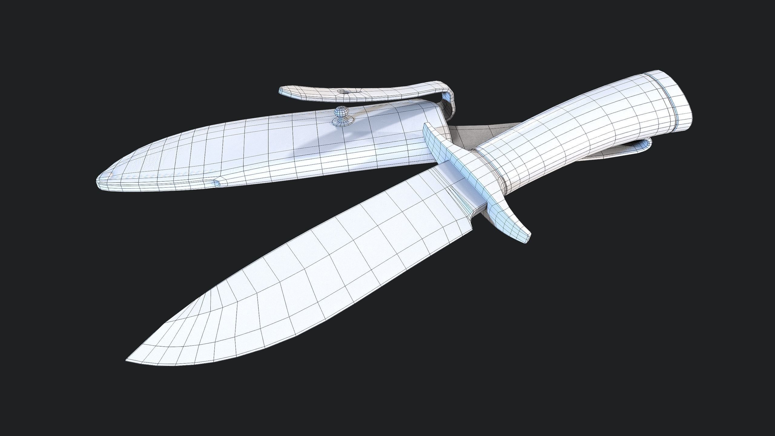 Knife with Sheath Low-poly 3D model_13