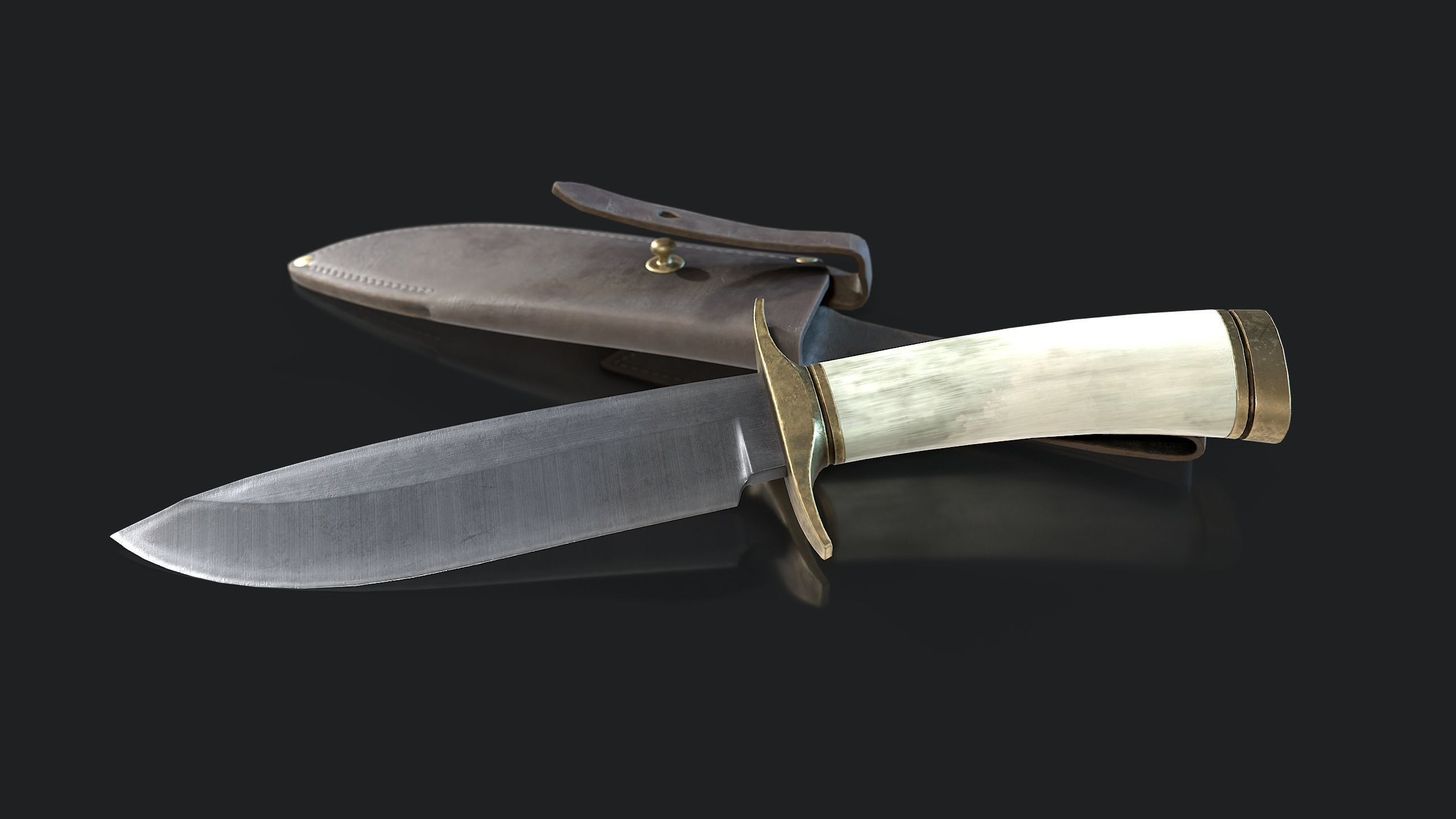 Knife with Sheath Low-poly 3D model_1