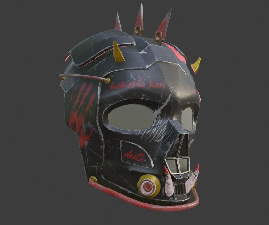 devil mask  cyberpunk 3D model_5