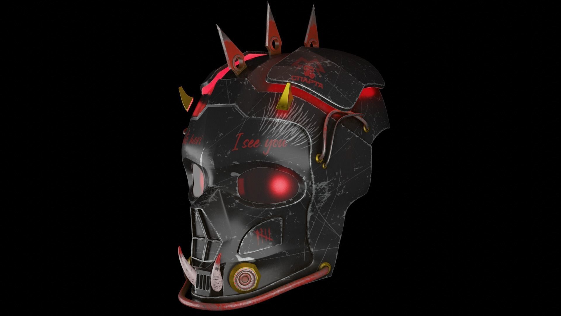 devil mask  cyberpunk 3D model_3